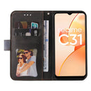 For OPPO Realme C31 4G Stitching-Color Flip Leather Phone Case(Grey)