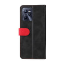 For OPPO Realme C35 Stitching-Color Flip Leather Phone Case(Red)