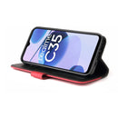For OPPO Realme C35 Stitching-Color Flip Leather Phone Case(Red)