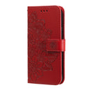 For Tecno Camon 18/18P 7-petal Flowers Embossed Flip Leather Phone Case(Red)