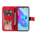 For Tecno Camon 18/18P 7-petal Flowers Embossed Flip Leather Phone Case(Red)
