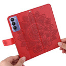 For Tecno Camon 18/18P 7-petal Flowers Embossed Flip Leather Phone Case(Red)