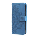 For Tecno Camon 18/18P 7-petal Flowers Embossed Flip Leather Phone Case(Blue)
