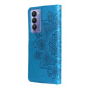 For Tecno Camon 18/18P 7-petal Flowers Embossed Flip Leather Phone Case(Blue)