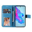 For Tecno Camon 18/18P 7-petal Flowers Embossed Flip Leather Phone Case(Blue)