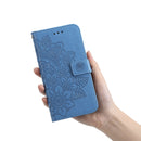 For Tecno Camon 18/18P 7-petal Flowers Embossed Flip Leather Phone Case(Blue)