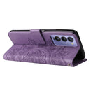 For Tecno Camon 18/18P 7-petal Flowers Embossed Flip Leather Phone Case(Light Purple)