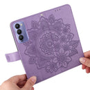 For Tecno Camon 18/18P 7-petal Flowers Embossed Flip Leather Phone Case(Light Purple)