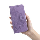 For Tecno Camon 18/18P 7-petal Flowers Embossed Flip Leather Phone Case(Light Purple)