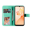 For OPPO Realme C31 4G 7-petal Flowers Embossed Flip Leather Phone Case(Green)