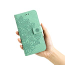For OPPO Realme C31 4G 7-petal Flowers Embossed Flip Leather Phone Case(Green)