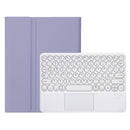 YA08B-A Candy Color Skin Feel Texture Round Keycap Bluetooth Keyboard Leather Case with Touchpad For Samsung Galaxy Tab A8 10.5 2021 SM-X200 / SM-X205(Purple)