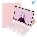 YA08B Candy Color Skin Feel Texture Round Keycap Bluetooth Keyboard Leather Case For Samsung Galaxy Tab A8 10.5 2021 SM-X200 / SM-X205(Pink)
