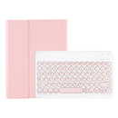 YA08B Candy Color Skin Feel Texture Round Keycap Bluetooth Keyboard Leather Case For Samsung Galaxy Tab A8 10.5 2021 SM-X200 / SM-X205(Pink)
