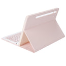 YA08B Candy Color Skin Feel Texture Round Keycap Bluetooth Keyboard Leather Case For Samsung Galaxy Tab A8 10.5 2021 SM-X200 / SM-X205(Pink)