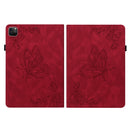 Butterfly Flower Embossed Leather Tablet Case For iPad Pro 11 inch 2021&2020&2018 / Air 2022(Red)