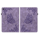 For Samsung Tab S6 Lite SM-P610/SM-P615 Butterfly Flower Embossed Leather Tablet Case(Purple)