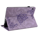 For Samsung Tab S6 Lite SM-P610/SM-P615 Butterfly Flower Embossed Leather Tablet Case(Purple)