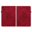 For Samsung Galaxy Tab A8 10.5 2021 Butterfly Flower Embossed Leather Tablet Case(Red)