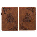 For Samsung Galaxy Tab A8 10.5 2021 Butterfly Flower Embossed Leather Tablet Case(Brown)