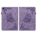 For Samsung Galaxy Tab A8 10.5 2021 Butterfly Flower Embossed Leather Tablet Case(Purple)