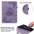 For Samsung Galaxy Tab A8 10.5 2021 Butterfly Flower Embossed Leather Tablet Case(Purple)
