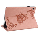 For Samsung Galaxy Tab A8 10.5 2021 Butterfly Flower Embossed Leather Tablet Case(Rose Gold)