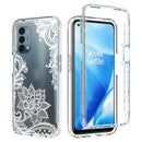 For OnePlus Nord N200 5G PC+TPU Transparent Painted Phone Case(White Flower)