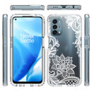 For OnePlus Nord N200 5G PC+TPU Transparent Painted Phone Case(White Flower)