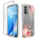 For OnePlus Nord N200 5G PC+TPU Transparent Painted Phone Case(Pink Rose)