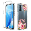 For OnePlus Nord N200 5G PC+TPU Transparent Painted Phone Case(Pink Rose)