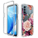 For OnePlus Nord N200 5G PC+TPU Transparent Painted Phone Case(Purple Floral)
