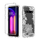 For LG V60 ThinQ 5G PC+TPU Transparent Painted Phone Case(White Flower)
