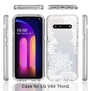 For LG V60 ThinQ 5G PC+TPU Transparent Painted Phone Case(White Flower)