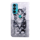 For Motorola Moto E20 / E30 / E40 3D Painted Pattern Leather Phone Case(Smile Cat)