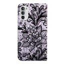For Motorola Moto G52 3D Painted Pattern Leather Phone Case(Black Lace)