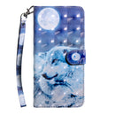 For Motorola Moto G52 3D Painted Pattern Leather Phone Case(Moon Wolf)