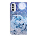 For Motorola Moto G52 3D Painted Pattern Leather Phone Case(Moon Wolf)