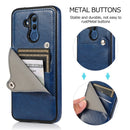 For Huawei Mate 20 Lite Pure Color Oblique Card PU + TPU Phone Case(Blue)