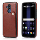 For Huawei Mate 20 Lite Pure Color Oblique Card PU + TPU Phone Case(Brown)