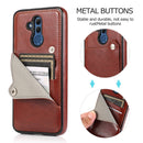 For Huawei Mate 20 Lite Pure Color Oblique Card PU + TPU Phone Case(Brown)