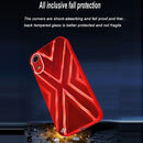 9XA Texture TPU + Tempered Glass Phone Case For iPhone XR(Red)