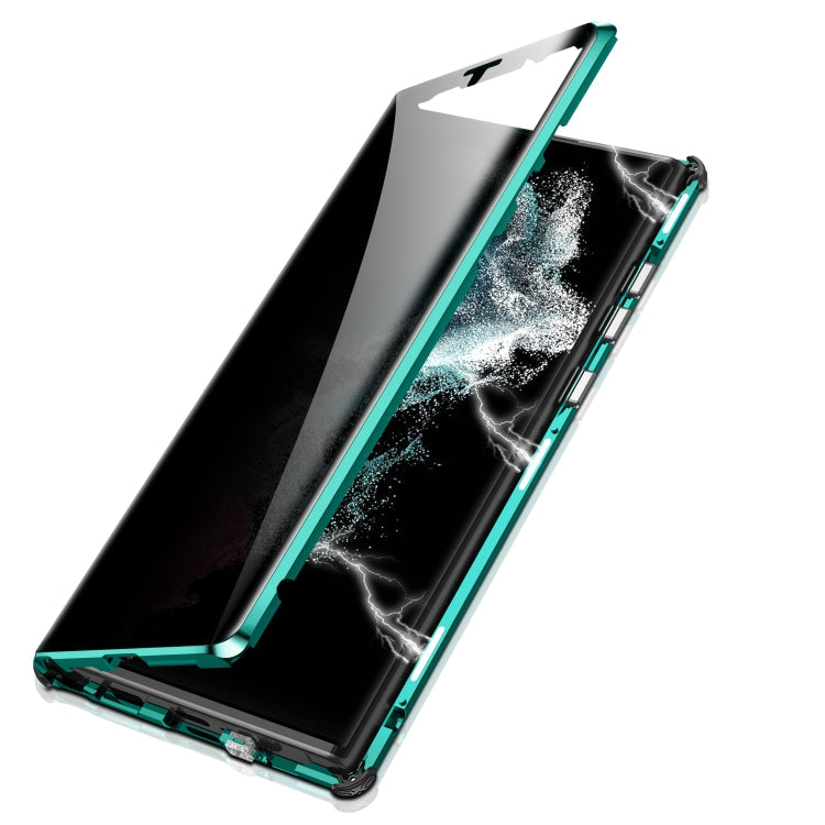 For Samsung Galaxy S21 FE 5G Anti-peeping Magnetic Double-sided Tempered Glass Phone Case(Green)