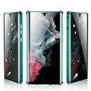 For Samsung Galaxy S21 FE 5G Anti-peeping Magnetic Double-sided Tempered Glass Phone Case(Green)