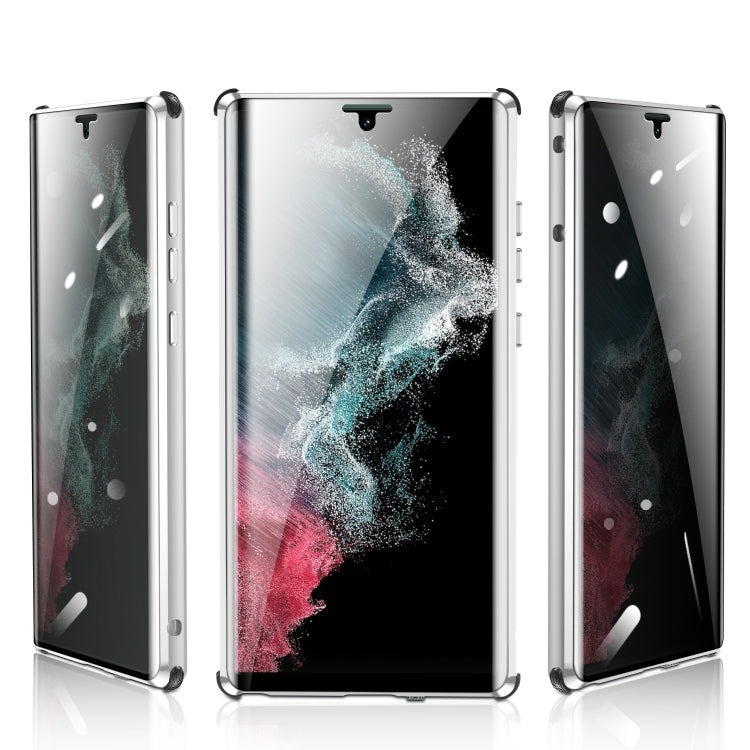 For Samsung Galaxy S21 FE 5G Anti-peeping Magnetic Double-sided Tempered Glass Phone Case(Silver)