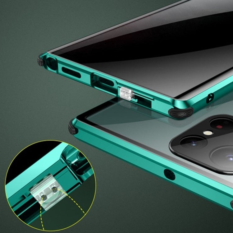 For Samsung Galaxy S21 FE 5G Anti-peeping Magnetic Double-sided Tempered Glass Phone Case(Silver)