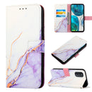 For Motorola Moto G52 PT003 Marble Pattern Flip Leather Phone Case(White Purple LS006)