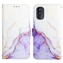 For Motorola Moto G52 PT003 Marble Pattern Flip Leather Phone Case(White Purple LS006)