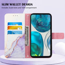 For Motorola Moto G52 PT003 Marble Pattern Flip Leather Phone Case(White Purple LS006)
