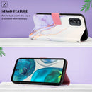 For Motorola Moto G52 PT003 Marble Pattern Flip Leather Phone Case(White Purple LS006)